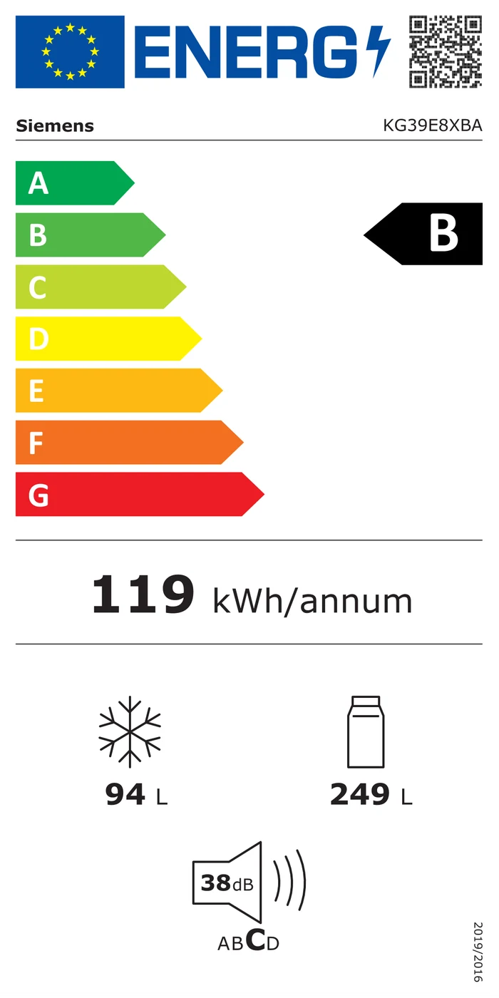 EU-Energielabel – Energieeffizienzklasse B