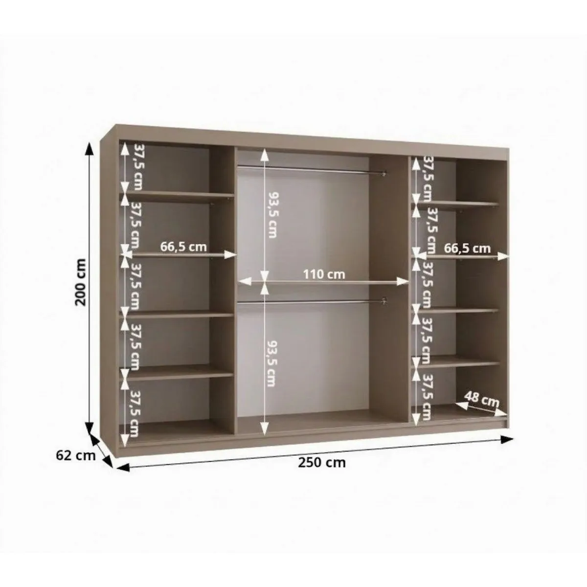ABIKS MÖBEL Schwebetürenschrank RUBINO T 250, elegantes Design, robuste Materialien, flexible Größen 2