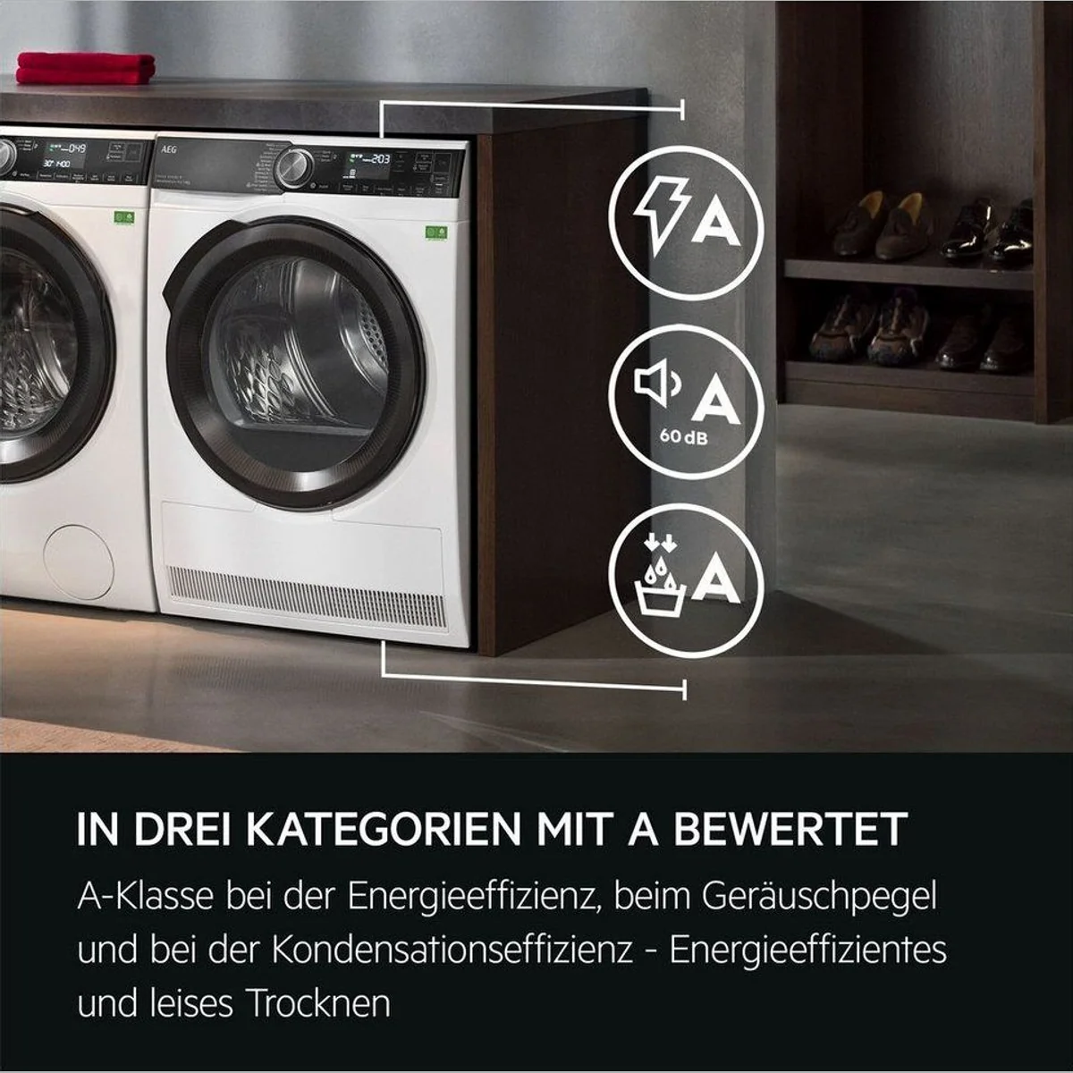 AEG Wärmepumpentrockner TR9XW80880, Dreifach A-Klasse, leise, energieeffizient und schonend 3