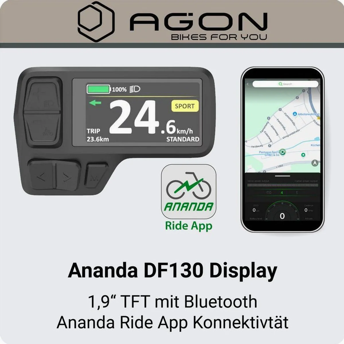 Agon E-Bike Mountainbike Alpha, 10 Gang Shimano Deore, 540 Wh Akku, Heckmotor 4
