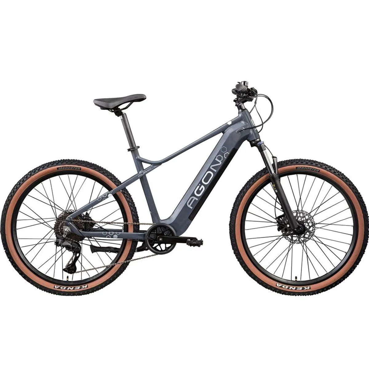 Agon Alpha E-Mountainbike, 10 Gang Shimano Deore, 540 Wh Akku, stabiler Aluminiumrahmen