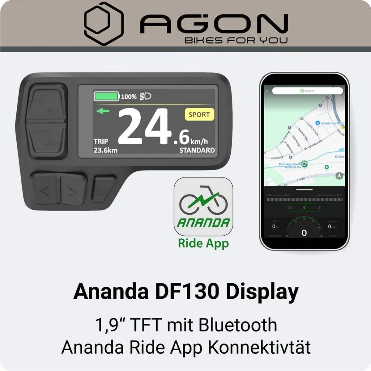 Agon E-Bike Mountainbike Alpha, 10 Gang Shimano Deore, 540 Wh Akku, Heckmotor 4