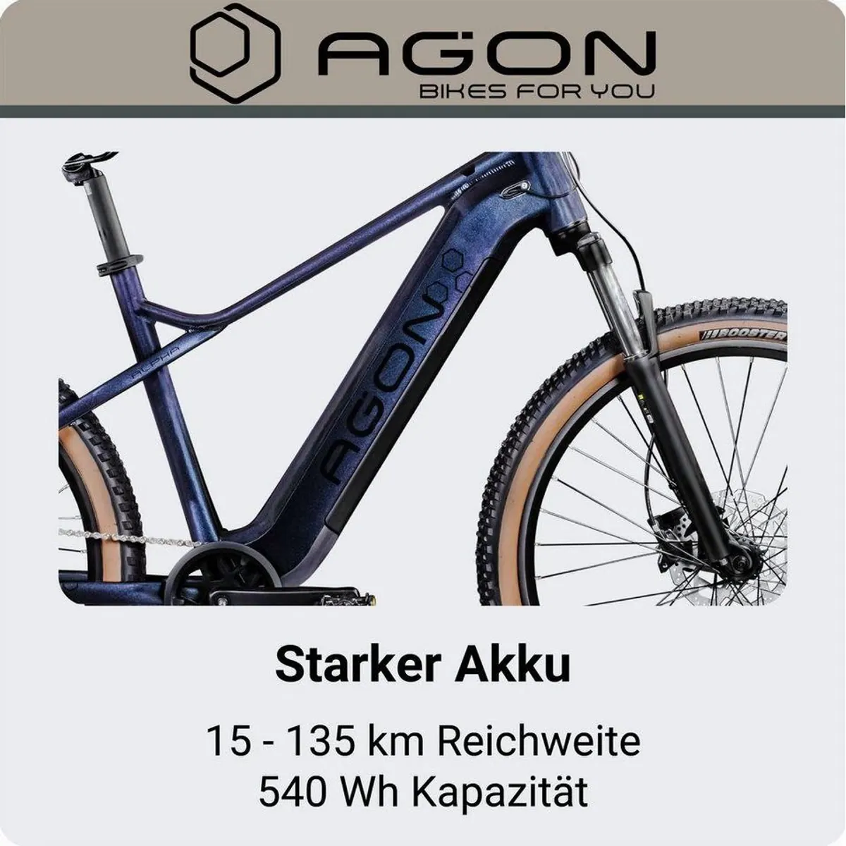 Agon E-Bike Mountainbike Alpha, leistungsstarker Antrieb, 10 Gang Shimano Deore — max. Reichweite 135 km 3