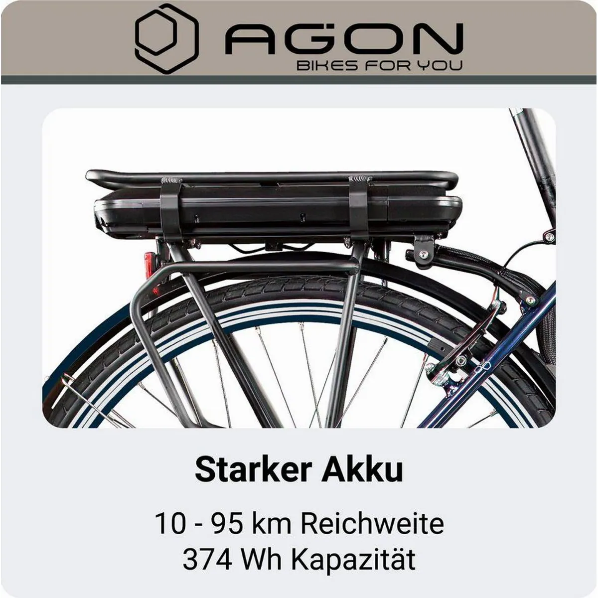 Agon Avesa E-Bike Trekkingrad, 21 Gang, 374 Wh, Heckmotor, Komfortabel & funktional 3