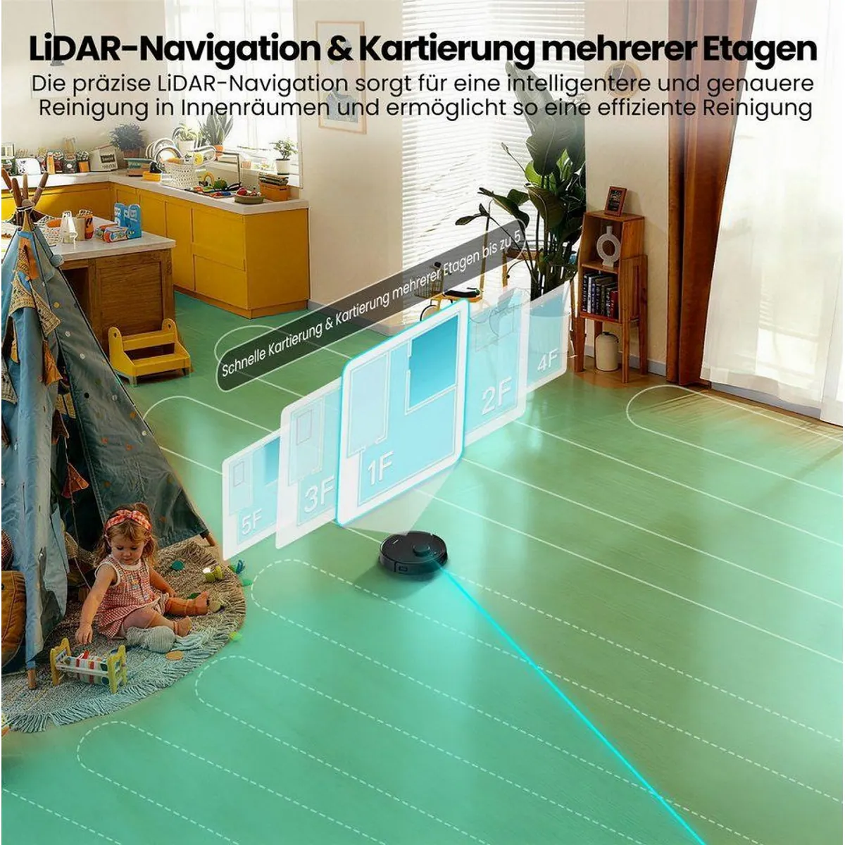 AIRROBO M2 Saugroboter mit Wischfunktion, 15000 Pa Saugkraft, All-in-One-Station 5