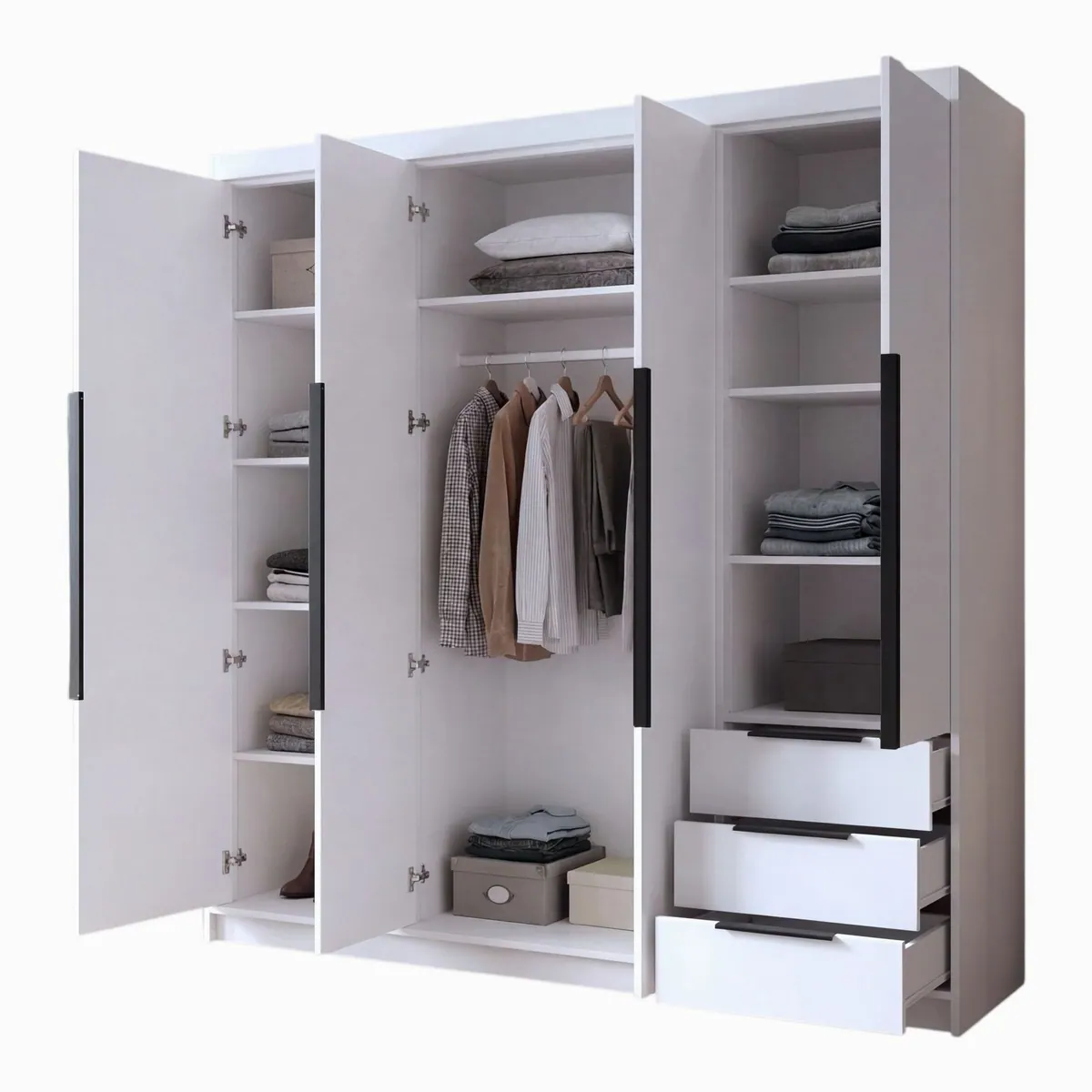 A&J MöbelLand VIVO Drehtürenschrank, geräumig und modern — inkl. Schubladen, elegante Metallgriffe, vielseitig einsetzbar 5