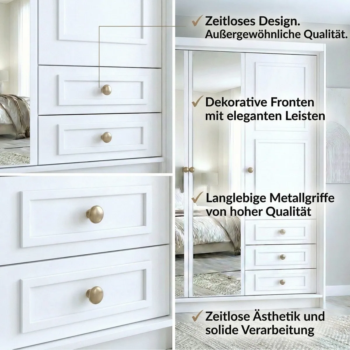A&J MöbelLand Kleiderschrank OSLO, viertürig, viel Stauraum, moderne Metallgriffe 4