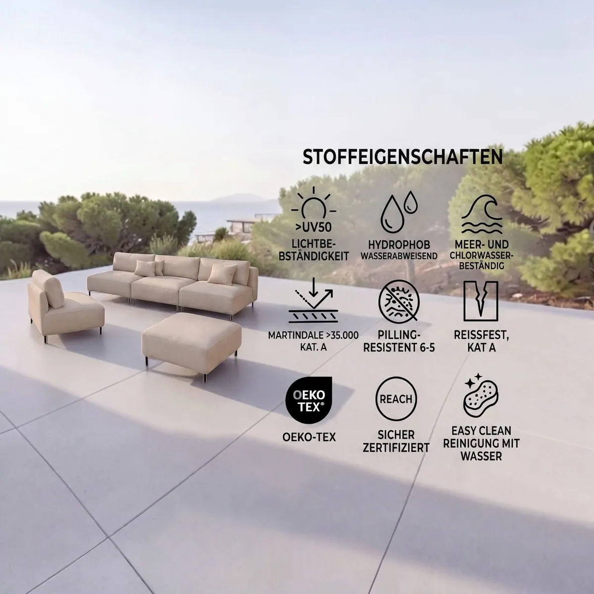 A&J MöbelLand Gartenlounge-Set SUN, modernes Design, wetterfest, modular 5