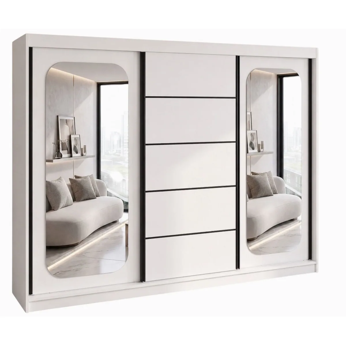 A&J MöbelLand Schiebetürenschrank BELANO, moderner Stil, großzügiger Stauraum, verschiedene Farben