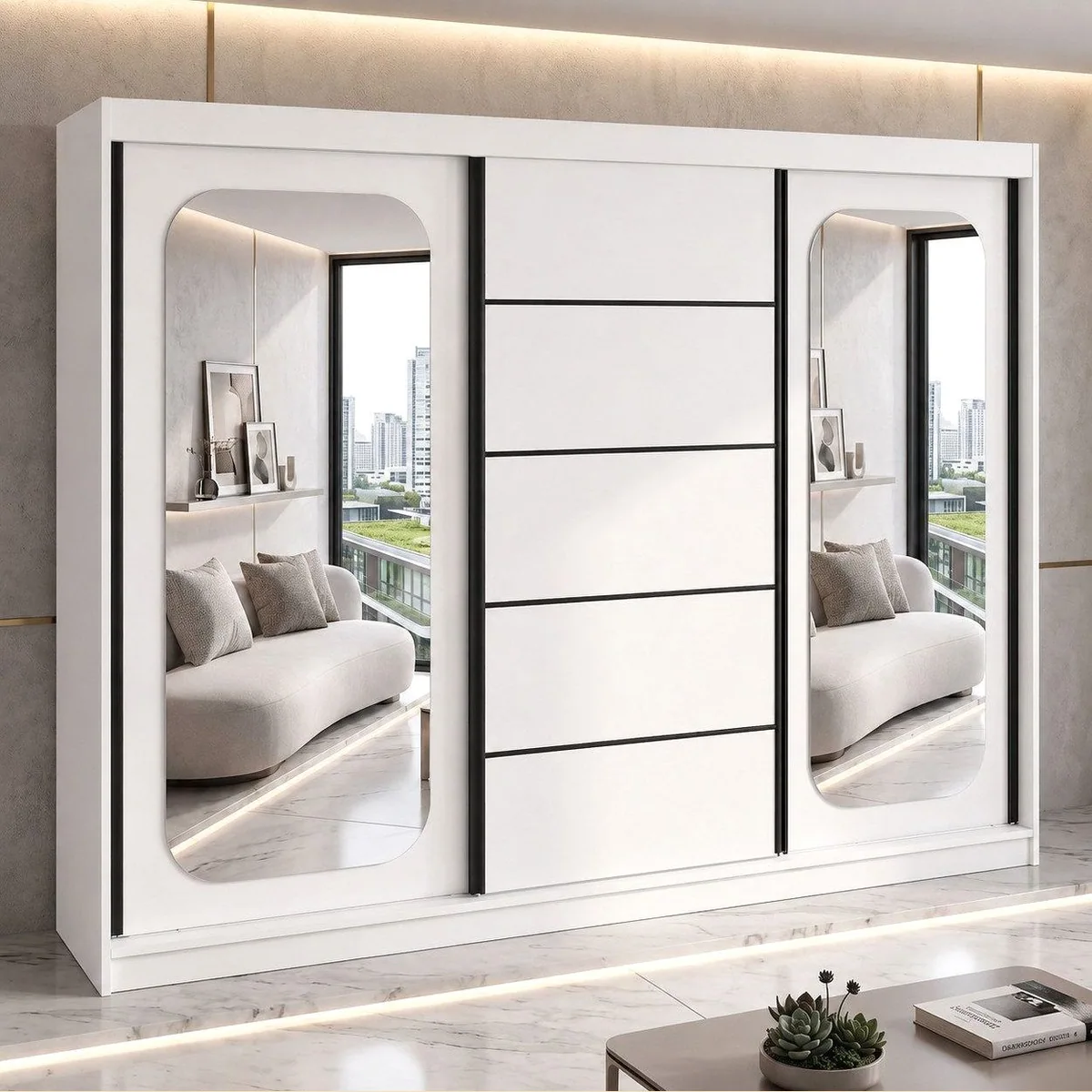A&J MöbelLand Schiebetürenschrank BELANO, moderner Stil, großzügiger Stauraum, verschiedene Farben 2