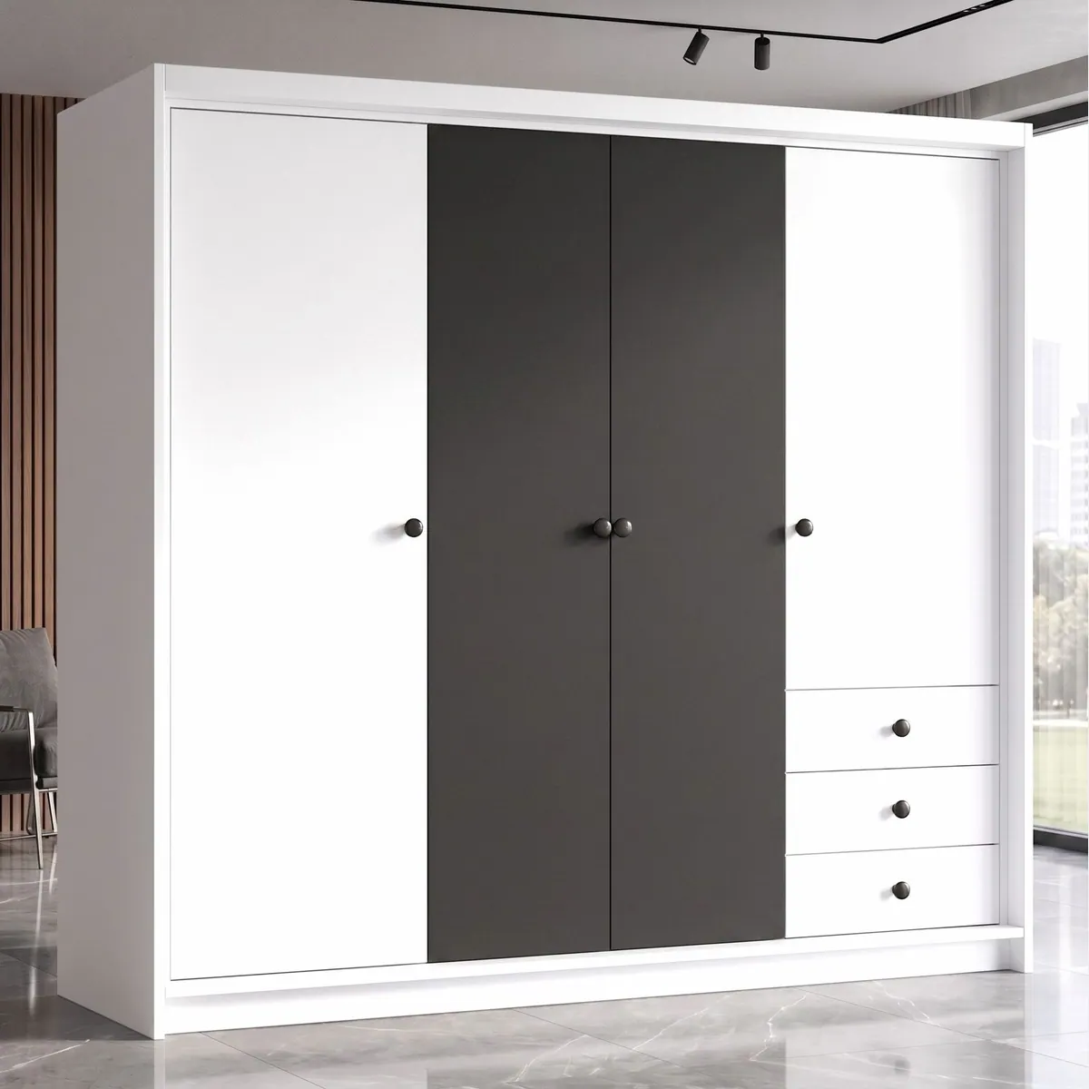 FALKEN Drehtürenschrank, geräumig mit Schubladen – 200 cm Breite 2