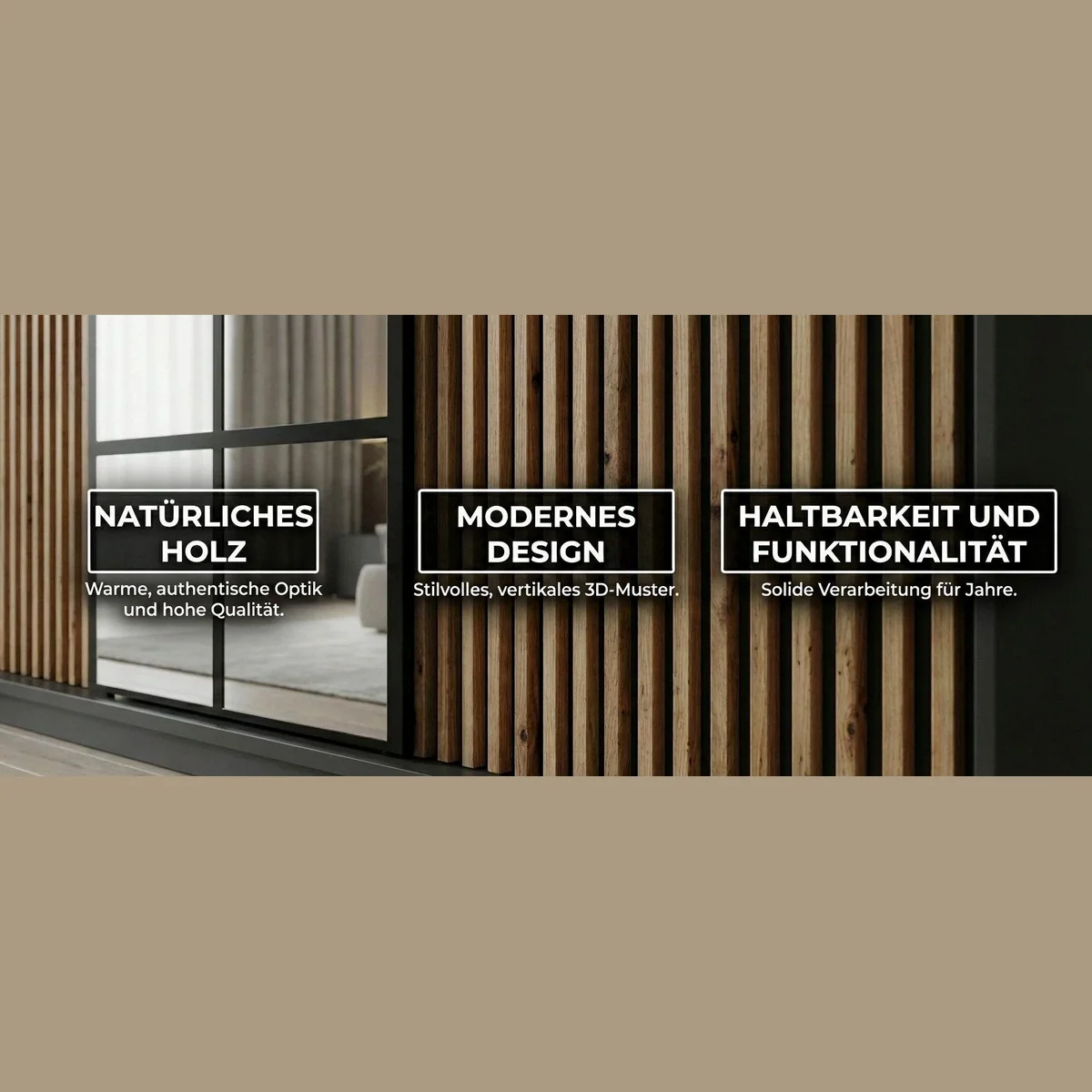 A&J MöbelLand Schwebetürenschrank NORIVO 200 cm, elegantes Design, viel Stauraum, verschiedene Farben 3