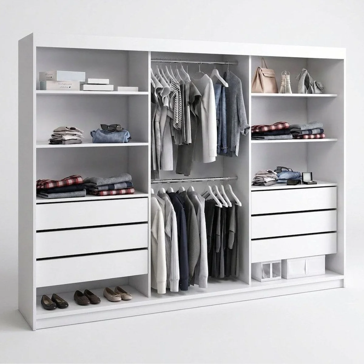 VILUNO Schiebetürenschrank, geräumig mit Spiegel, 3-türig — Viel Stauraum, moderne Optik, verschiedene Innenausstattungen 3
