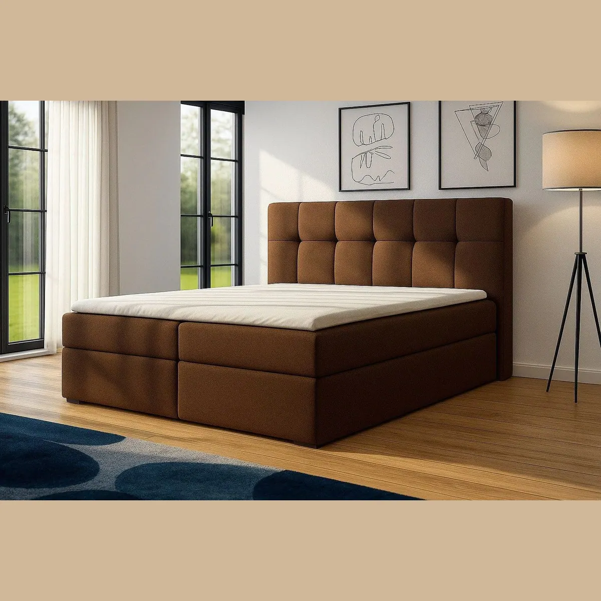 A&J MöbelLand Boxspringbett REF, Bettkasten, Topper, gepolstertes Kopfteil 2