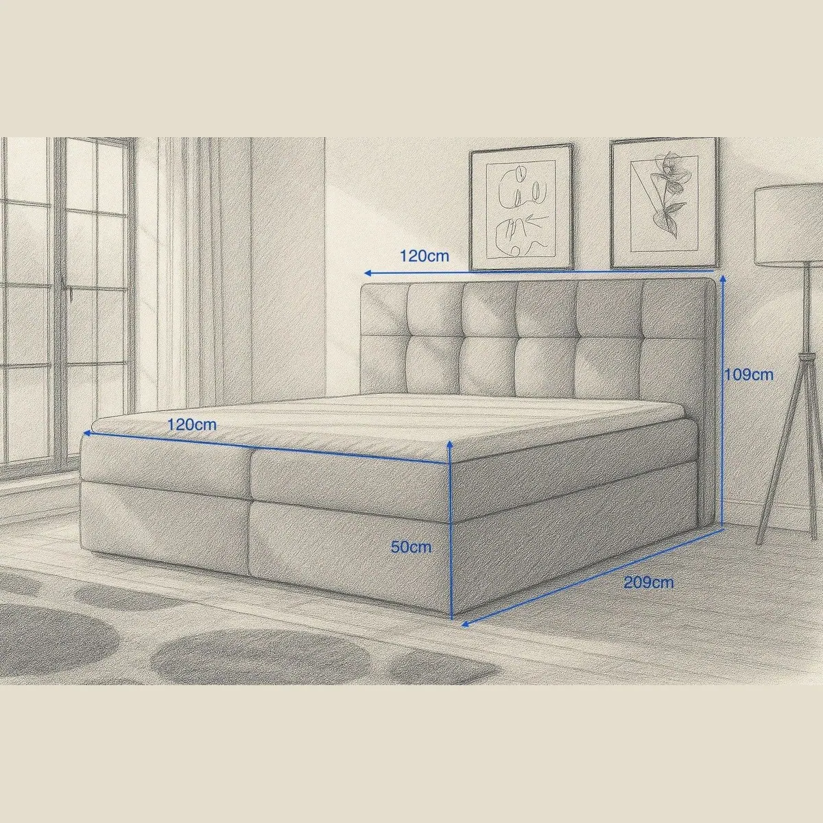 A&J MöbelLand Boxspringbett REF, Bettkasten, Topper, gepolstertes Kopfteil 3