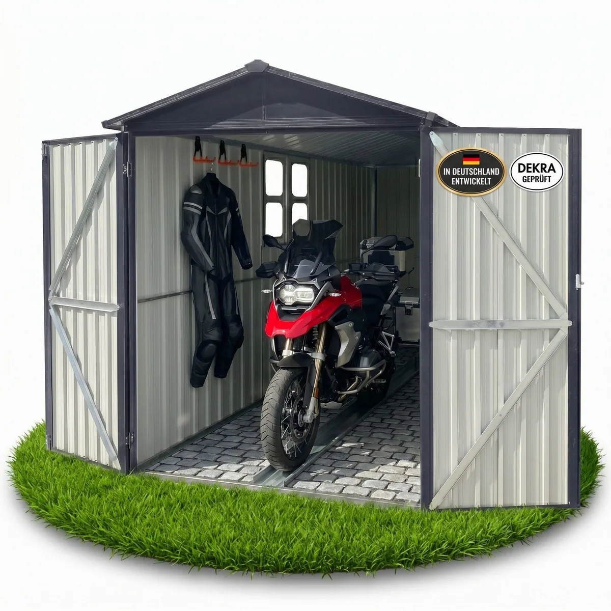 Albatros International Motorradgarage, wetterfest, stabil und abschließbar — ideal für Ihr Motorrad
