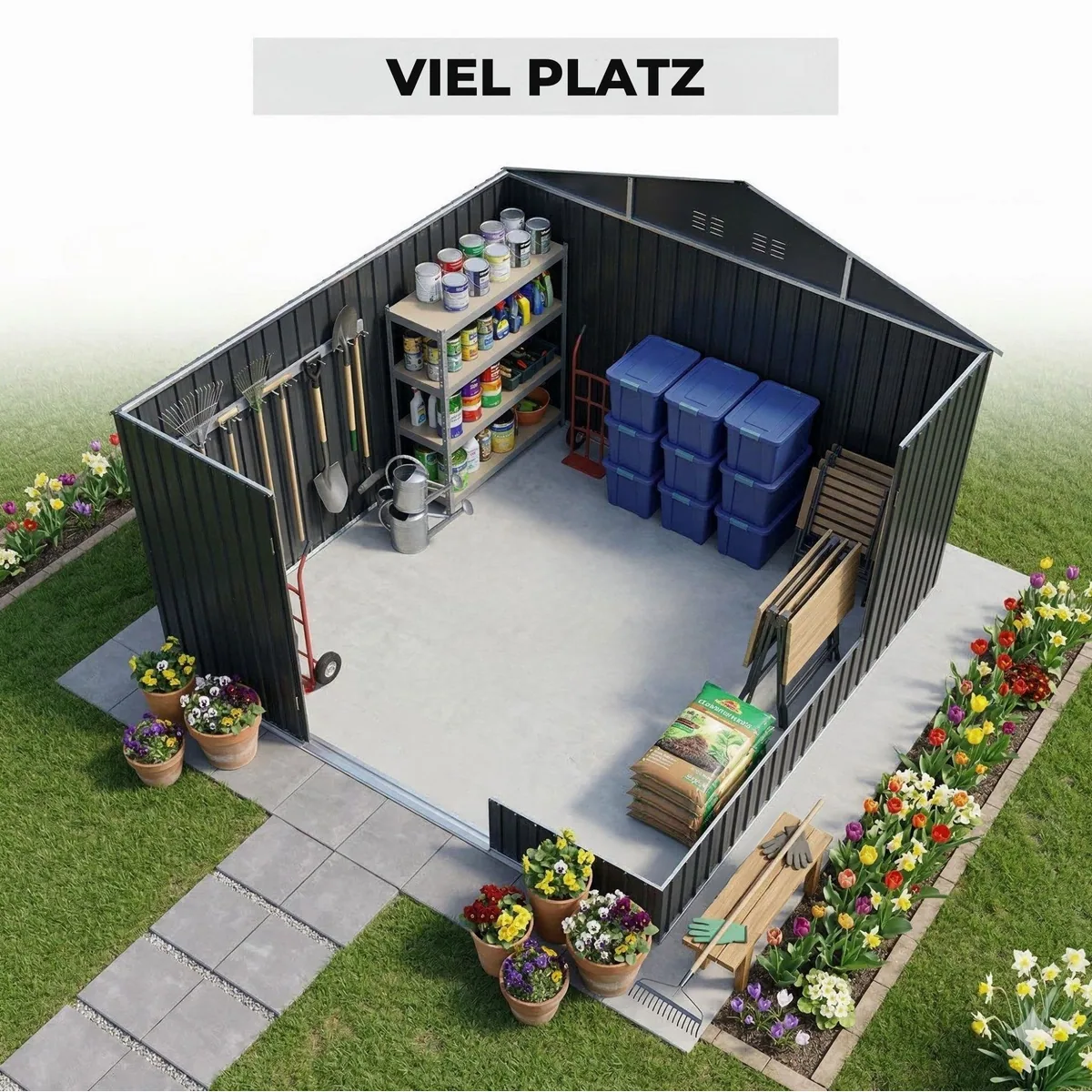 Albatros International Gerätehaus 5XL, viel Stauraum, abschließbar, wetterfest 2