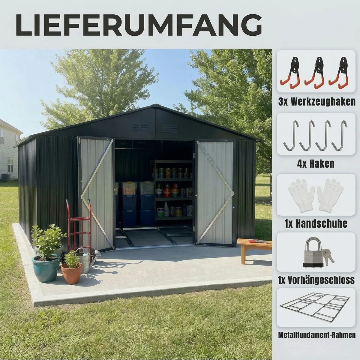 Albatros International Gerätehaus 5XL, viel Stauraum, abschließbar, wetterfest 5
