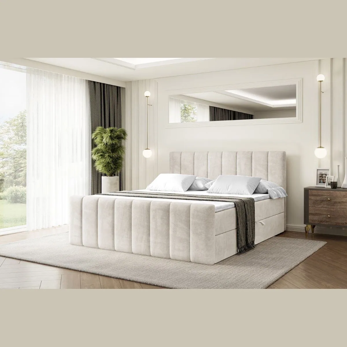 ALTDECOR Boxbett OTTA-Z, Multipocket-Matratze H4, Gratis-Topper, platzsparende Bettkästen