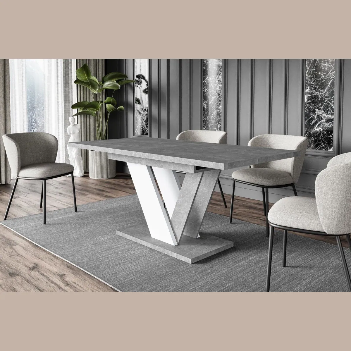 ALTDECOR Esstisch CLASI, ausziehbar, robustes Design, leicht zu reinigen — 120-160 x 80 x 75 cm 3