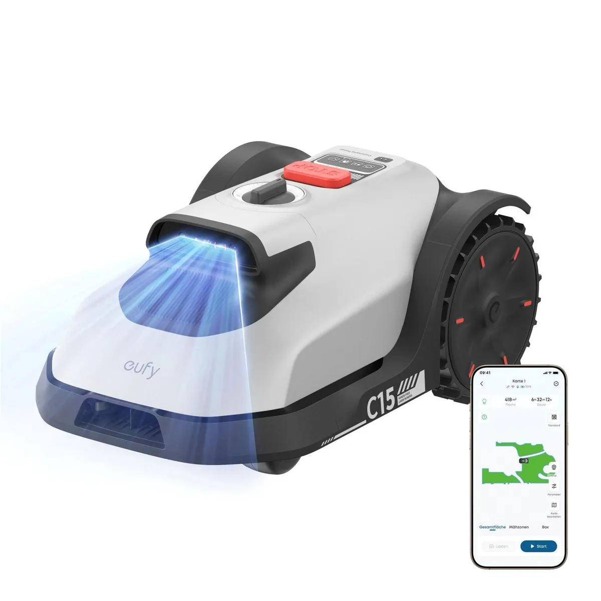 Anker eufy Rasenmähroboter C15, präzises Randmähen, intelligente Navigation, Auto-Kartierung