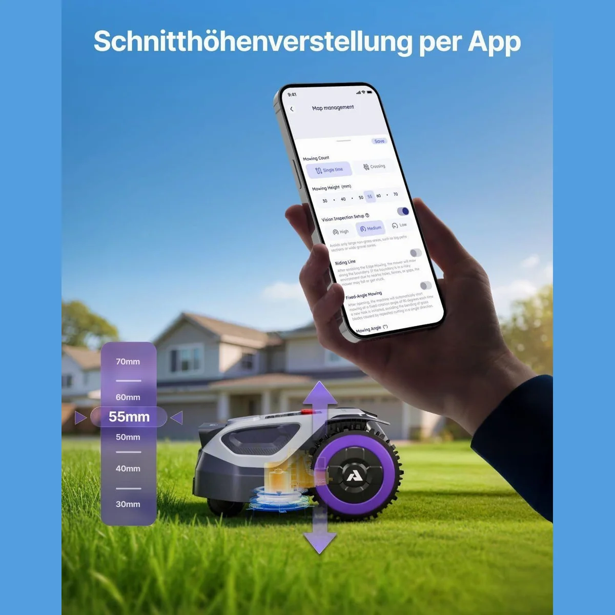ANTHBOT M5 Mähroboter, digitale Gartenplanung ohne Begrenzungskabel, KI-Hinderniserkennung, bis 700 m² 3