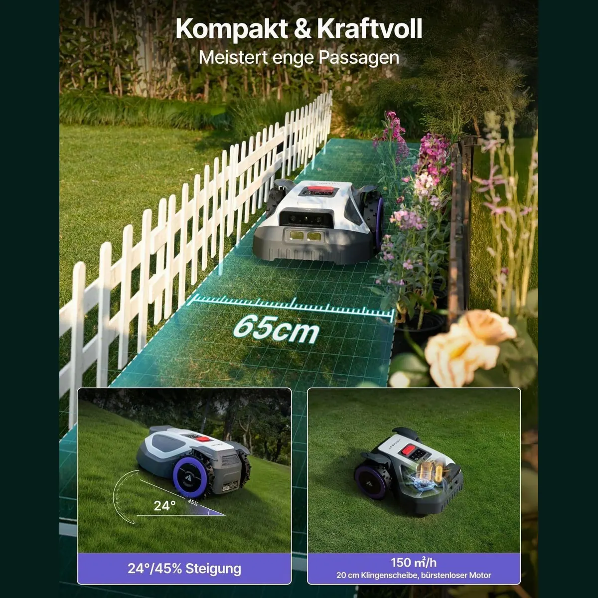 ANTHBOT M5 Mähroboter, digitale Gartenplanung ohne Begrenzungskabel, KI-Hinderniserkennung, bis 700 m² 4