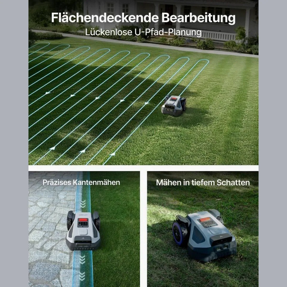ANTHBOT M9 Mähroboter, präzise RTK-Navigation, KI-Hinderniserkennung, bis 1200 m² 3