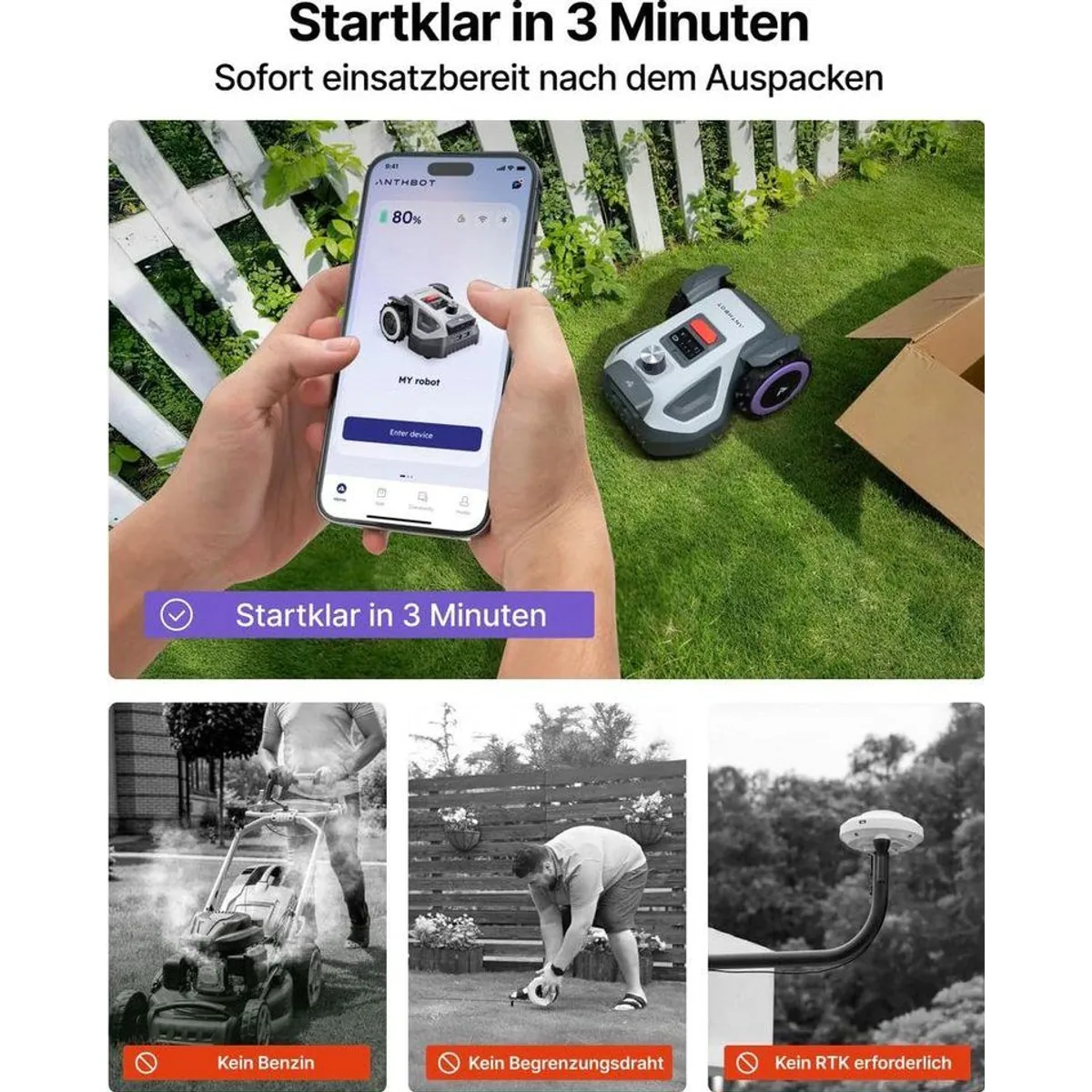 ANTHBOT M5 LiDAR Mähroboter, 360° LiDAR, App-gesteuerte Schnitthöhe, bis 600 m² 2
