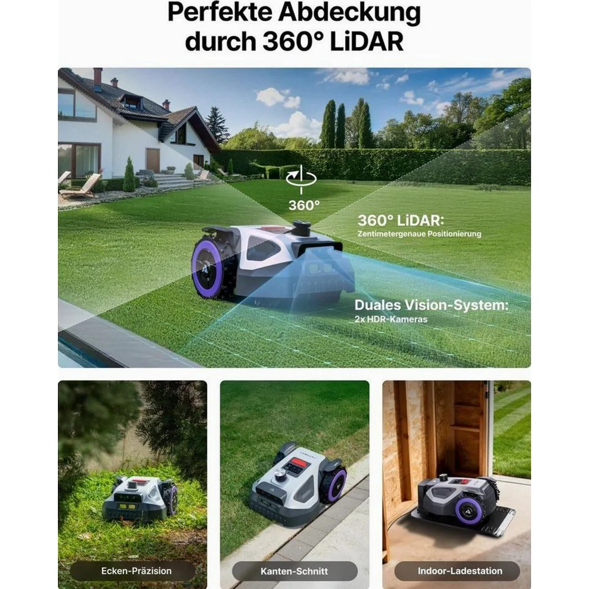 ANTHBOT M5 LiDAR Mähroboter, 360° LiDAR, App-gesteuerte Schnitthöhe, bis 600 m² 3