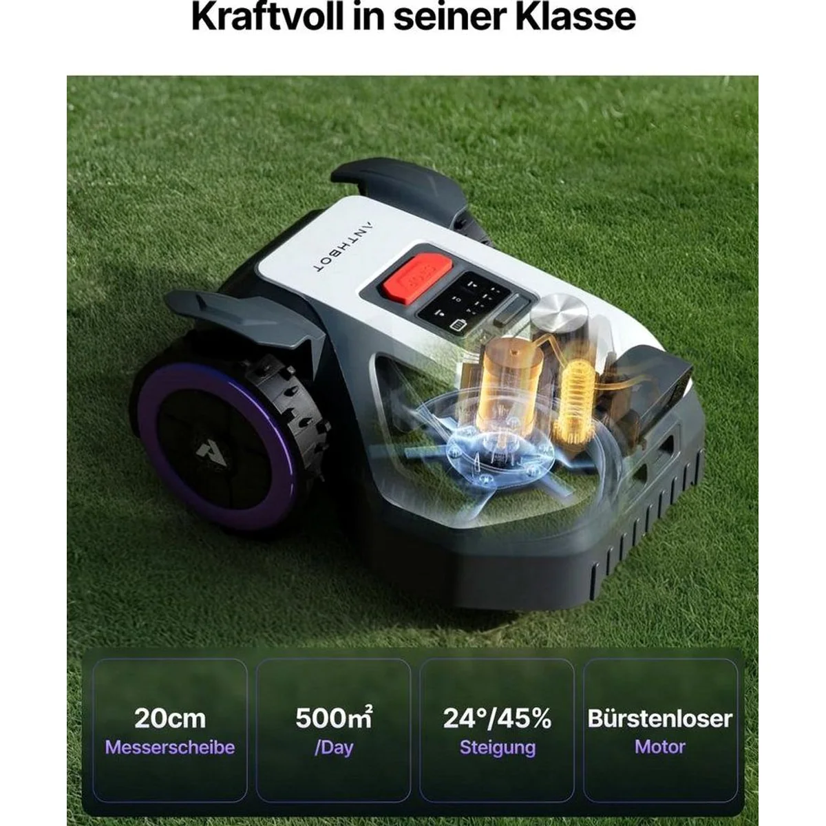 ANTHBOT M5 LiDAR Mähroboter, 360° LiDAR, App-gesteuerte Schnitthöhe, bis 600 m² 5