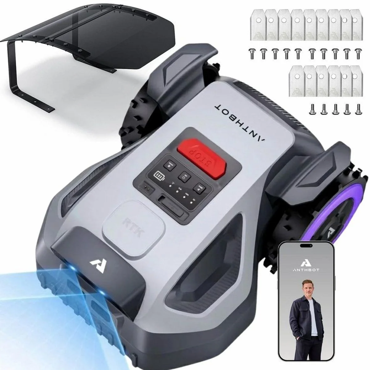 ANTHBOT M5 Mähroboter Set, ohne Begrenzungskabel, (RTK-Navigation • HDR-Dual-Vision • 45 % Steigung)