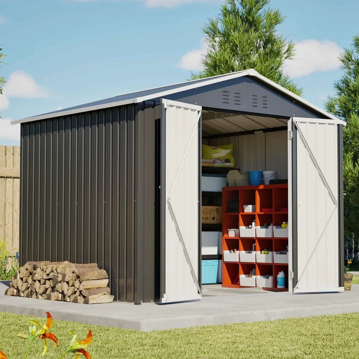 ANYSUN Gartenhaus Metall Gerätehaus, wind- und feuchtigkeitsfest, abschließbar