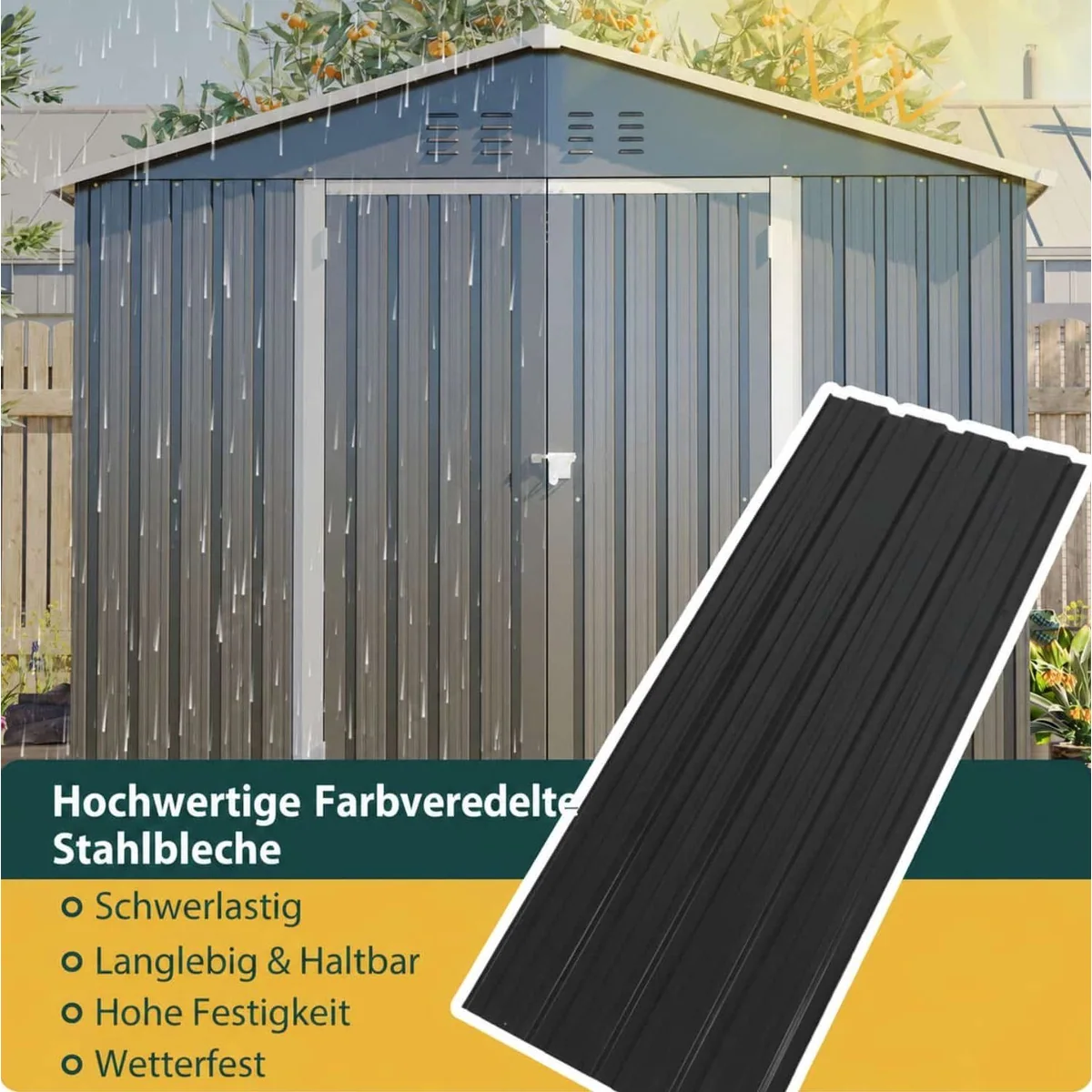 ANYSUN Gartenhaus Metall Gerätehaus, wind- und feuchtigkeitsfest, abschließbar 3