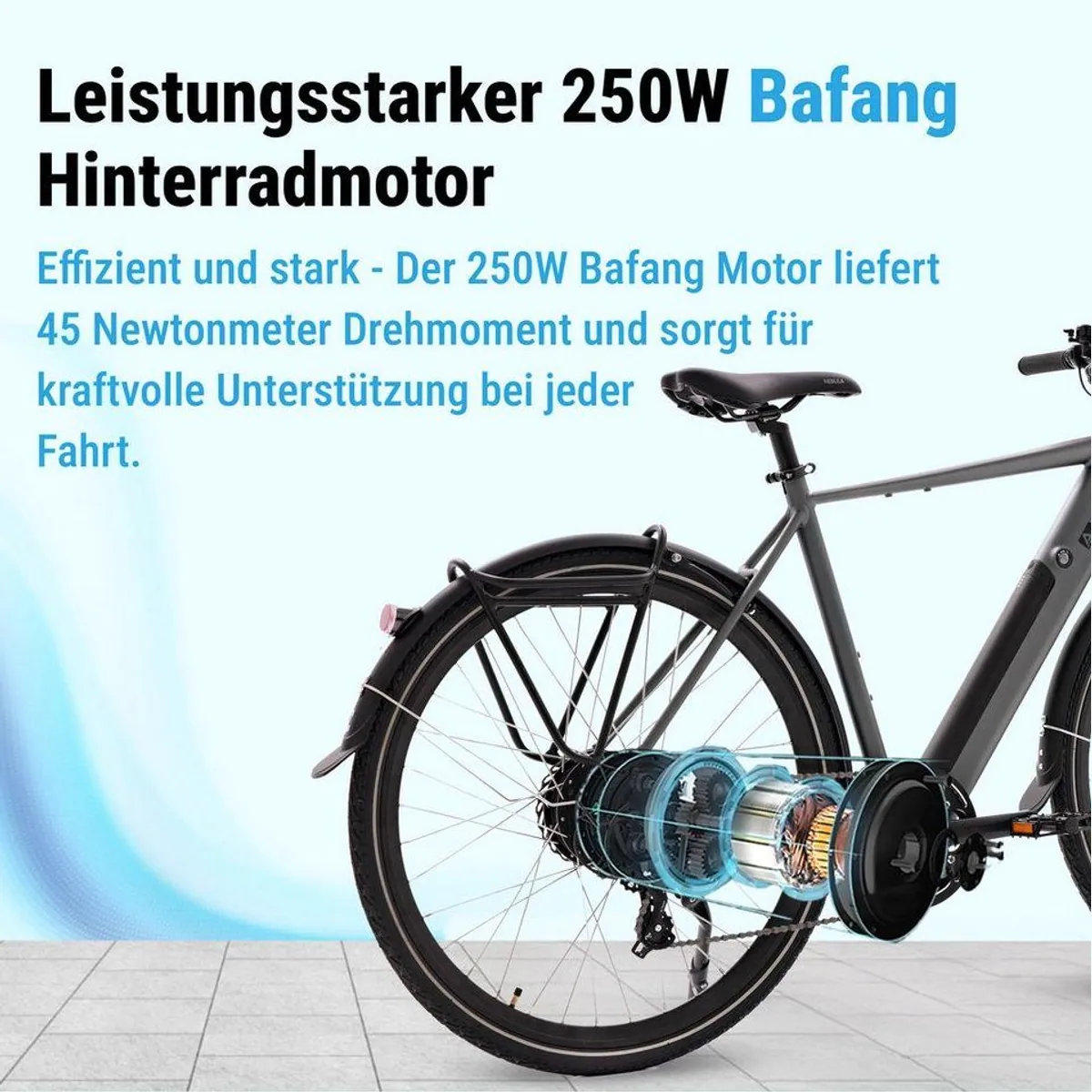 AsVIVA BC1-C E-Bike Cityrad, 28 Zoll, 70 km Reichweite, hydraulische Scheibenbremsen 3