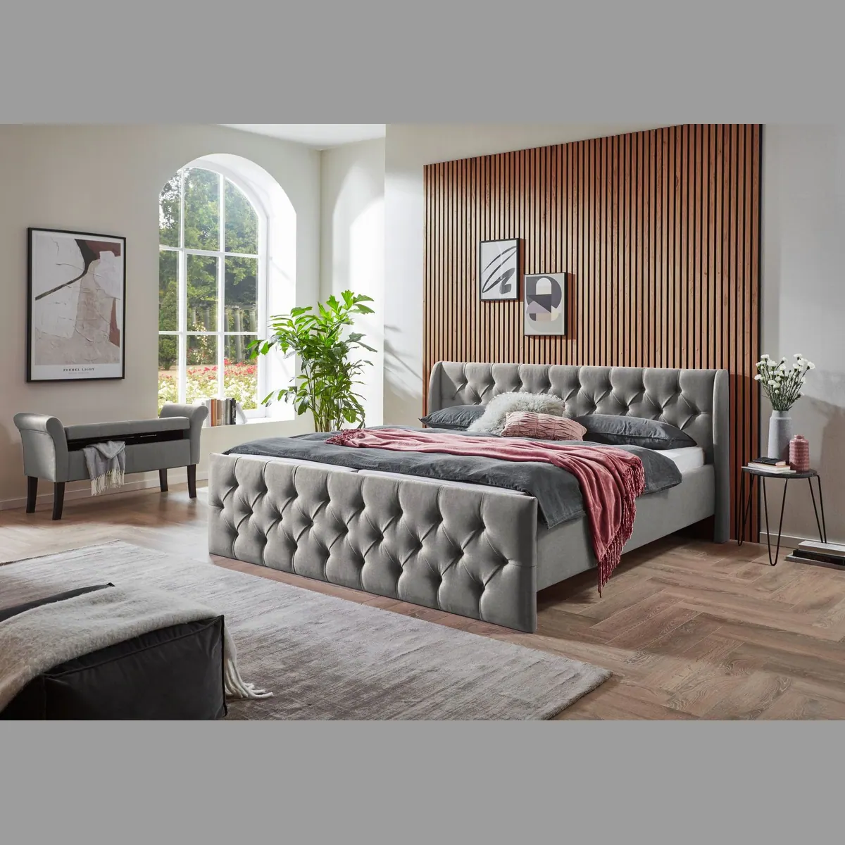ATLANTIC home collection Polsterbett TAMINA, Chesterfieldoptik, hohe Belastbarkeit, stilvolles Design