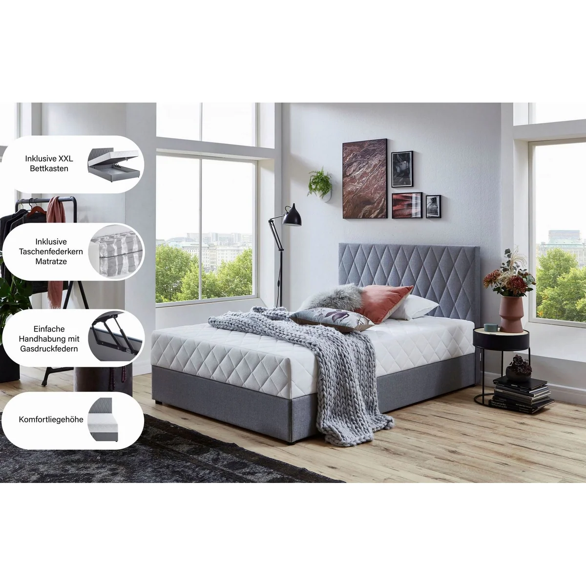 ATLANTIC home collection Boxbett Benita, inkl. Bettkasten, Taschen-Federkernmatratze 3