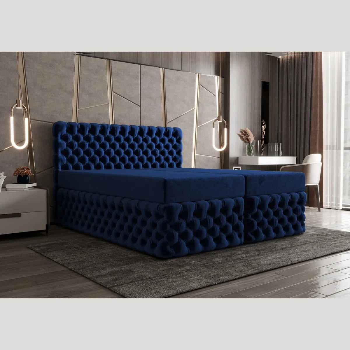 B&B Home Boxspringbett Figo II, elegantes Design, praktischer Bettkasten, H3 Matratze
