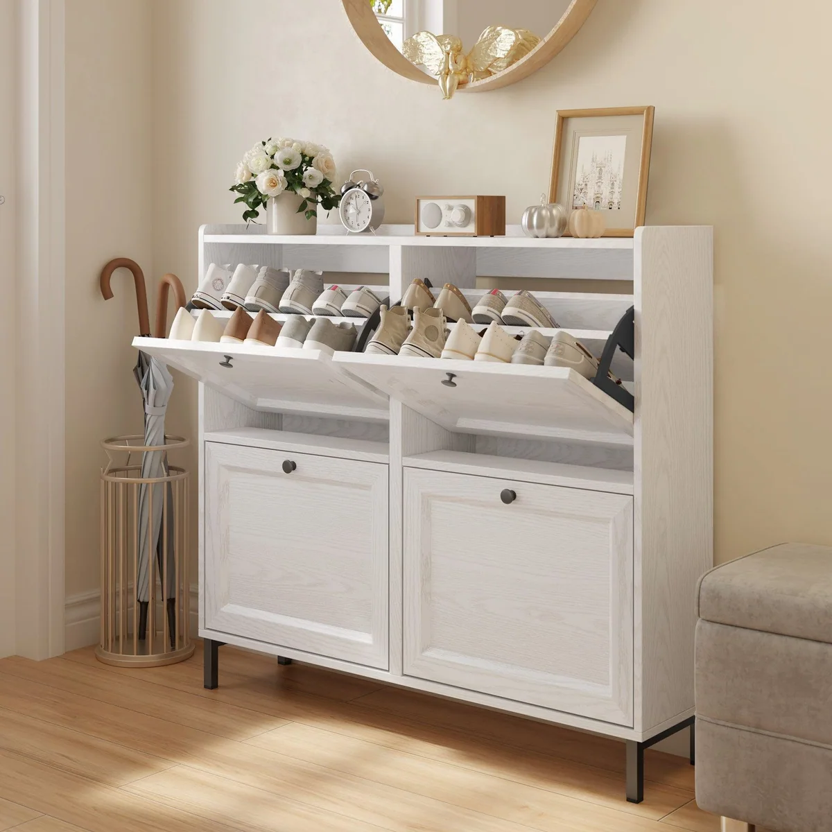 Bealife Schuhschrank mit 4 Klappen, platzsparend und modern 3