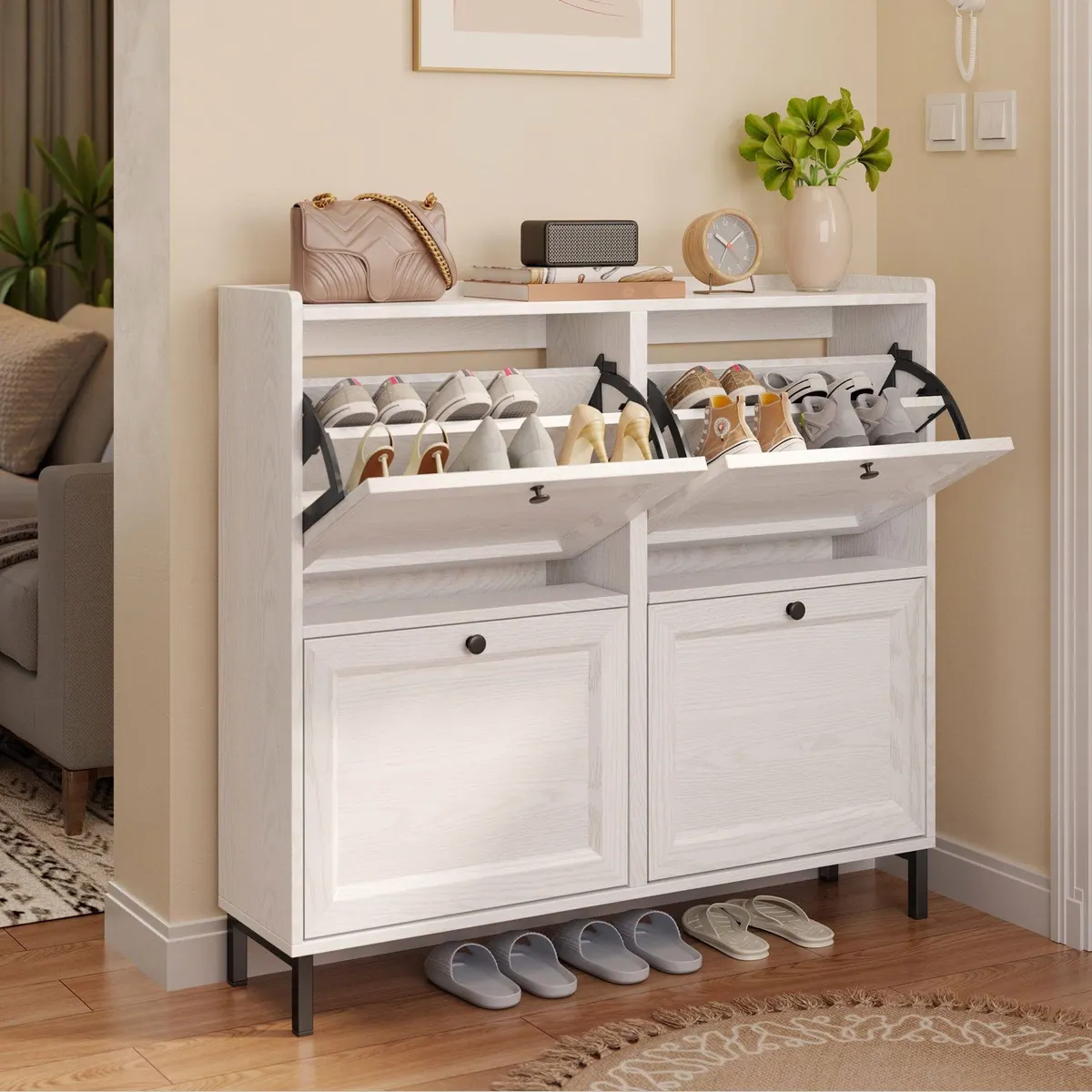 Bealife Schuhschrank mit 4 Klappen, platzsparend und modern 5