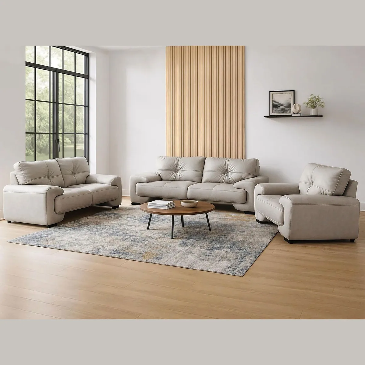 Beautysofa Omega Sofagarnitur, modernes Design, Kunstleder, ideal für Wohnzimmer
