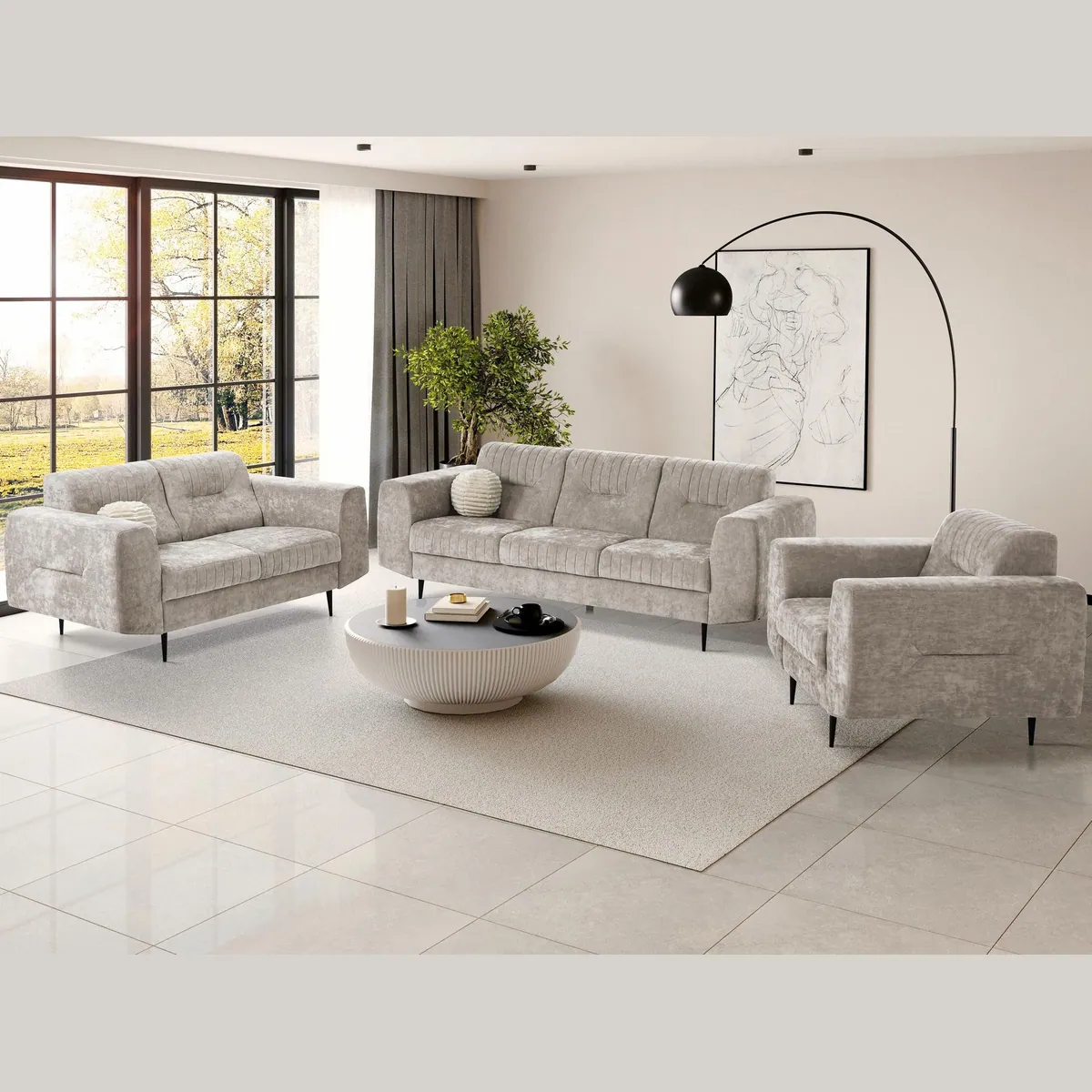 Beautysofa VENEZIA Polstergarnitur, modernes Design, hohe Metallbeine, vielseitig einsetzbar