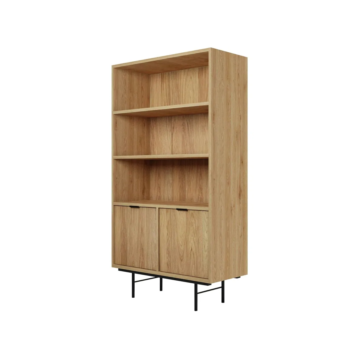 Beautysofa Bücherregal Evron, modernes Design, hohe Metallbeine, zwei Unterschränke 4