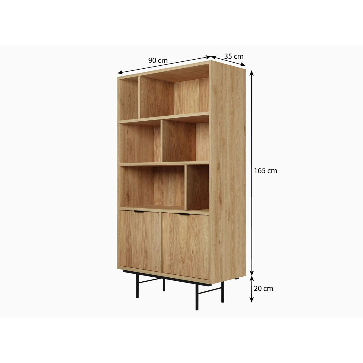 Beautysofa Bücherregal Evron, modernes Design, hohe Metallbeine, zwei Unterschränke 5