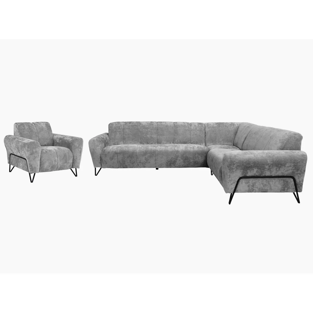 Beautysofa VOLARE Ecksofa & Sessel Set, modernes Design, hohe Metallbeine, vielseitige Farben 2