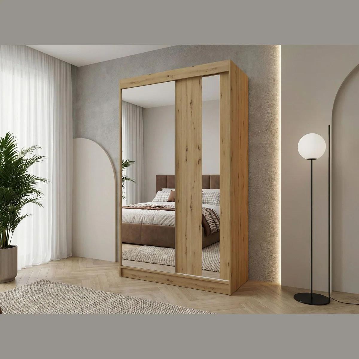 Beautysofa Kleiderschrank Gaja, verschiedene Breiten, mit Spiegel und Schubladen