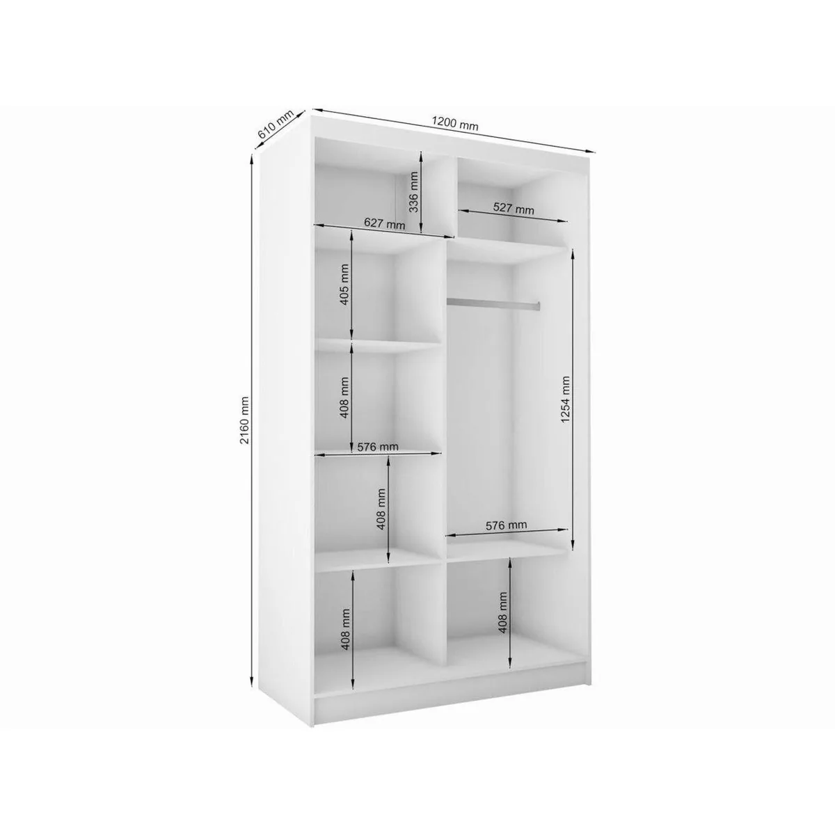 Beautysofa Kleiderschrank Gaja, verschiedene Breiten, mit Spiegel und Schubladen 3