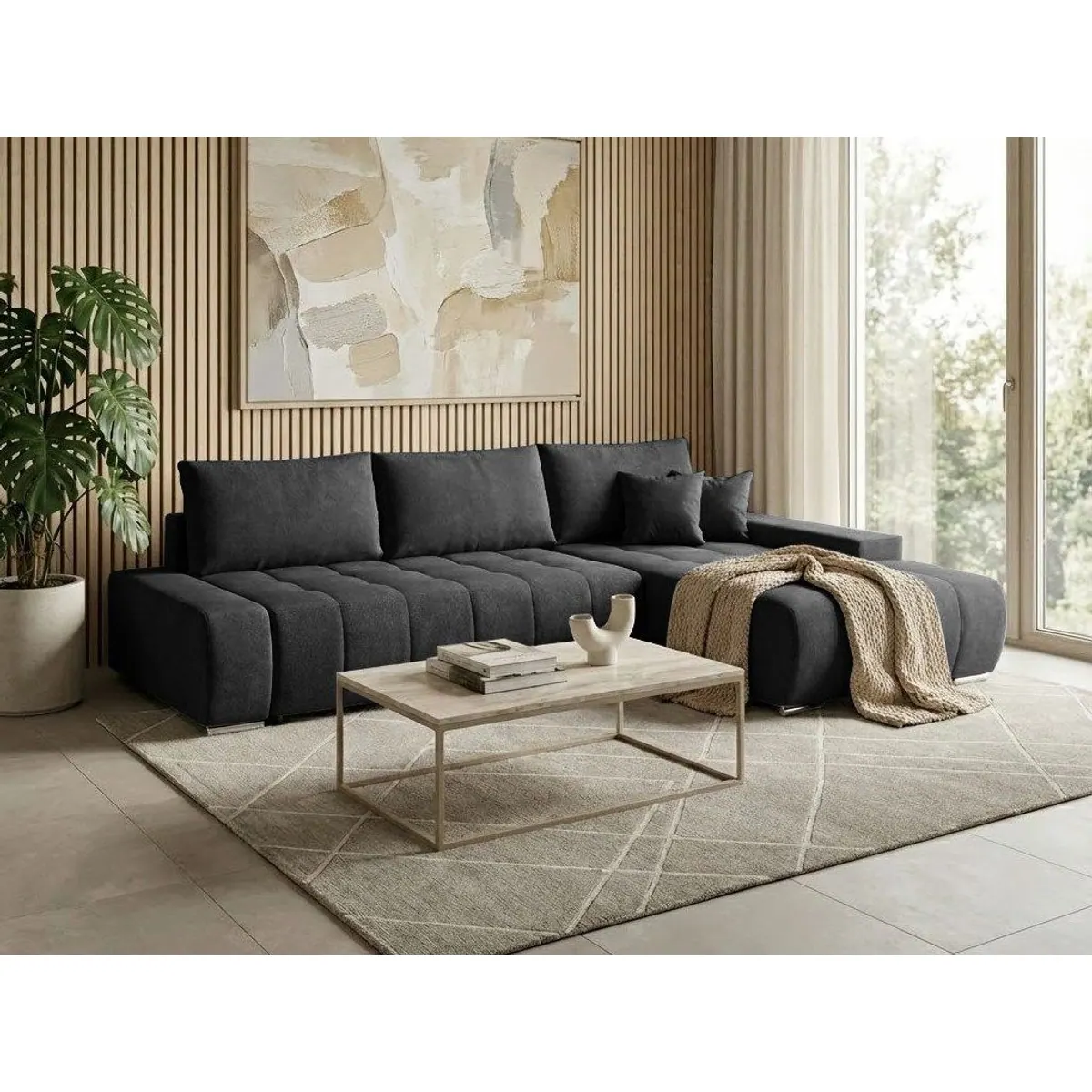 Beautysofa Draco L Ecksofa mit Schlaffunktion, pflegeleichte Stoffe, integrierter Bettkasten