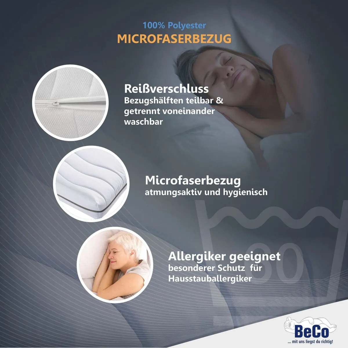 Beco Selection MF Komfortschaummatratze, 7 Zonen, punktelastisch, hygienischer Bezug 2