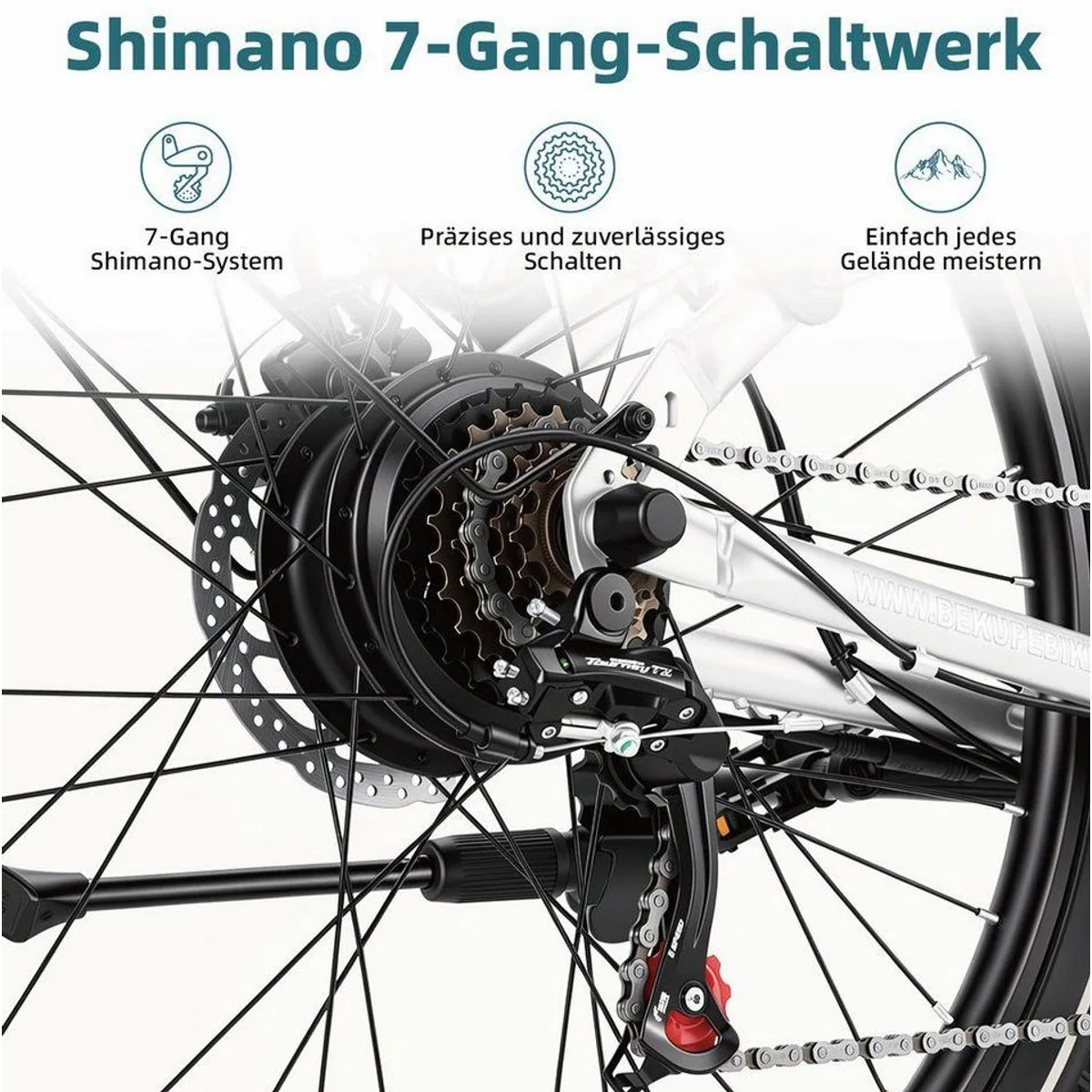 BEKUP V2 E-Bike Cityrad, 522 Wh Akku, 45 Nm, 7 Gang Shimano — für Pendler und Freizeitfahrer 4
